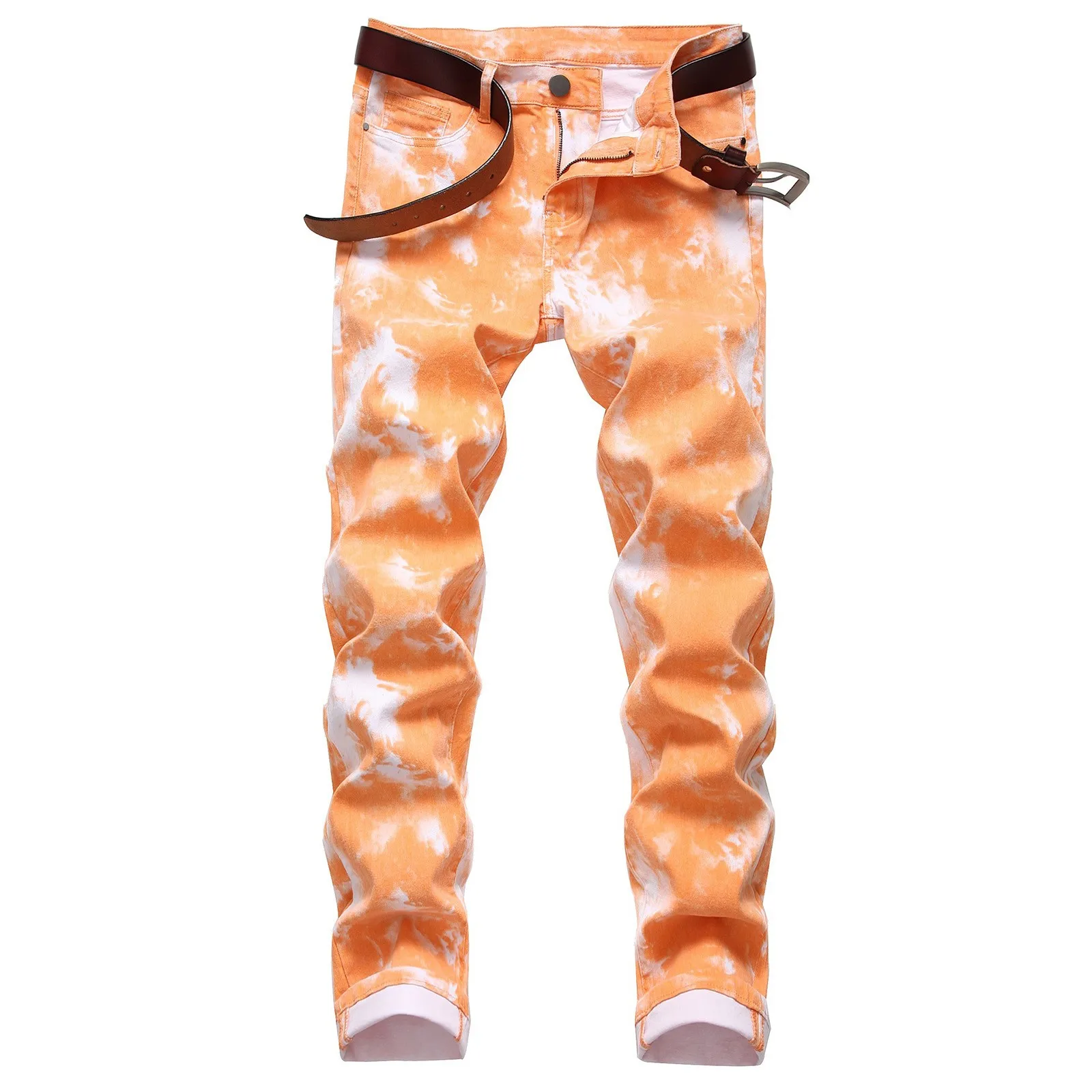 Men'S Fashion Oversized Slim Jeans Tie Tdy Pants Trousers Men Vintage Wash Full Length Denim Trousers Y2k Punk Long Trousers - Image 2