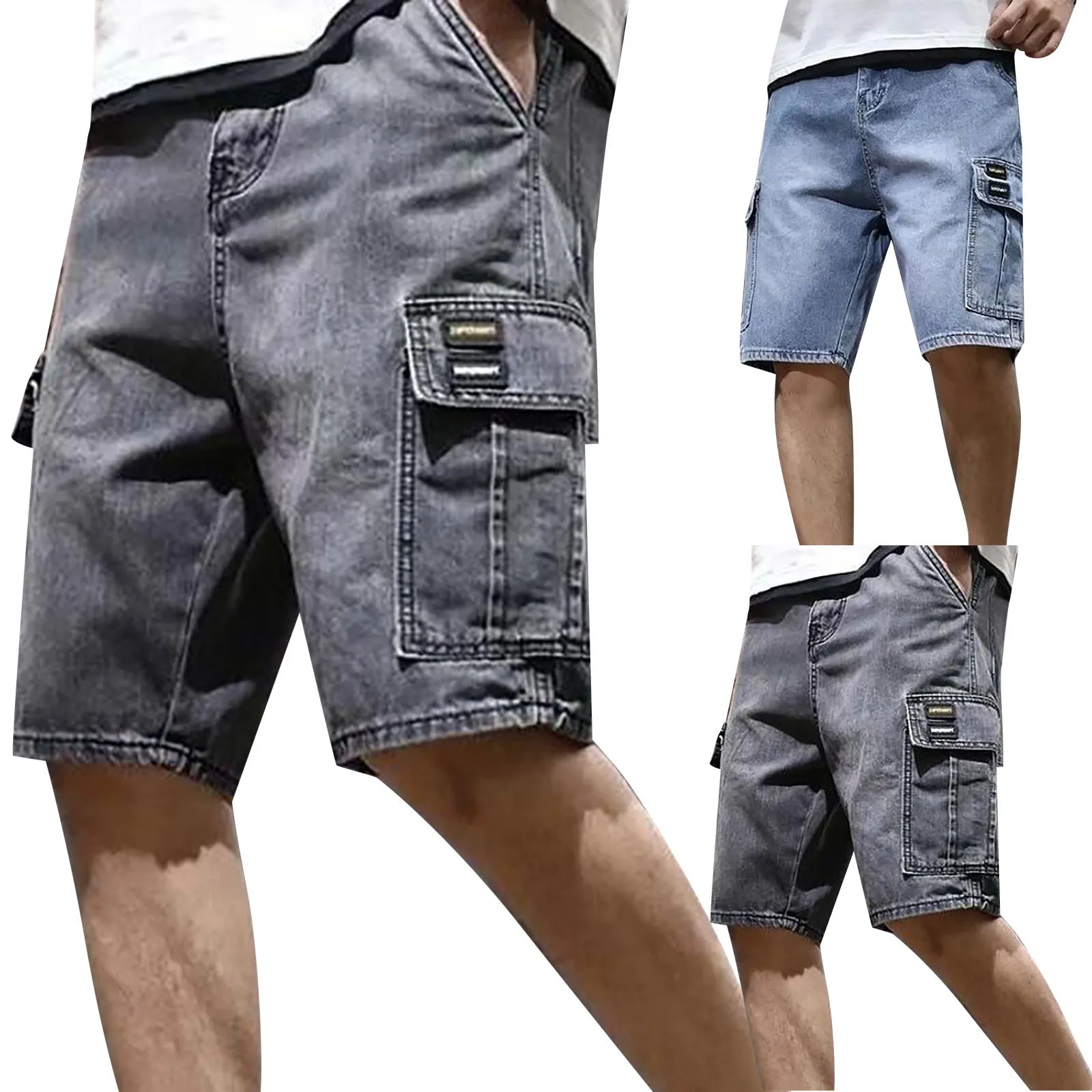 Men's Solid Color Denim Shorts, Korean Version Of The Trend, Medium Pants, Five Point Pants, Cargo Poplin Pants, Summer 2025 - Image 4