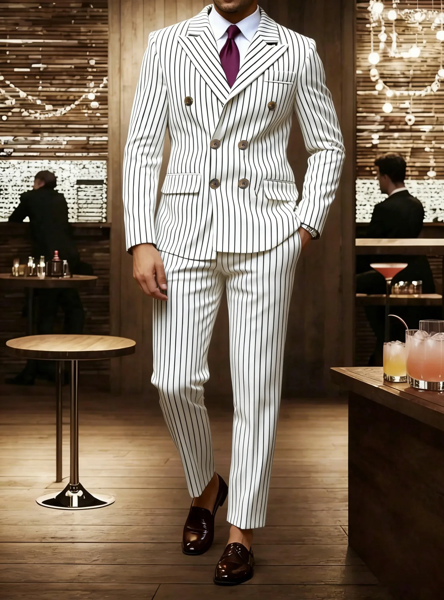High-quality European and American Men's Clothing, Formal Suits with Stripes, Trousers for Business, Formal Dinners, Weddings - Image 7
