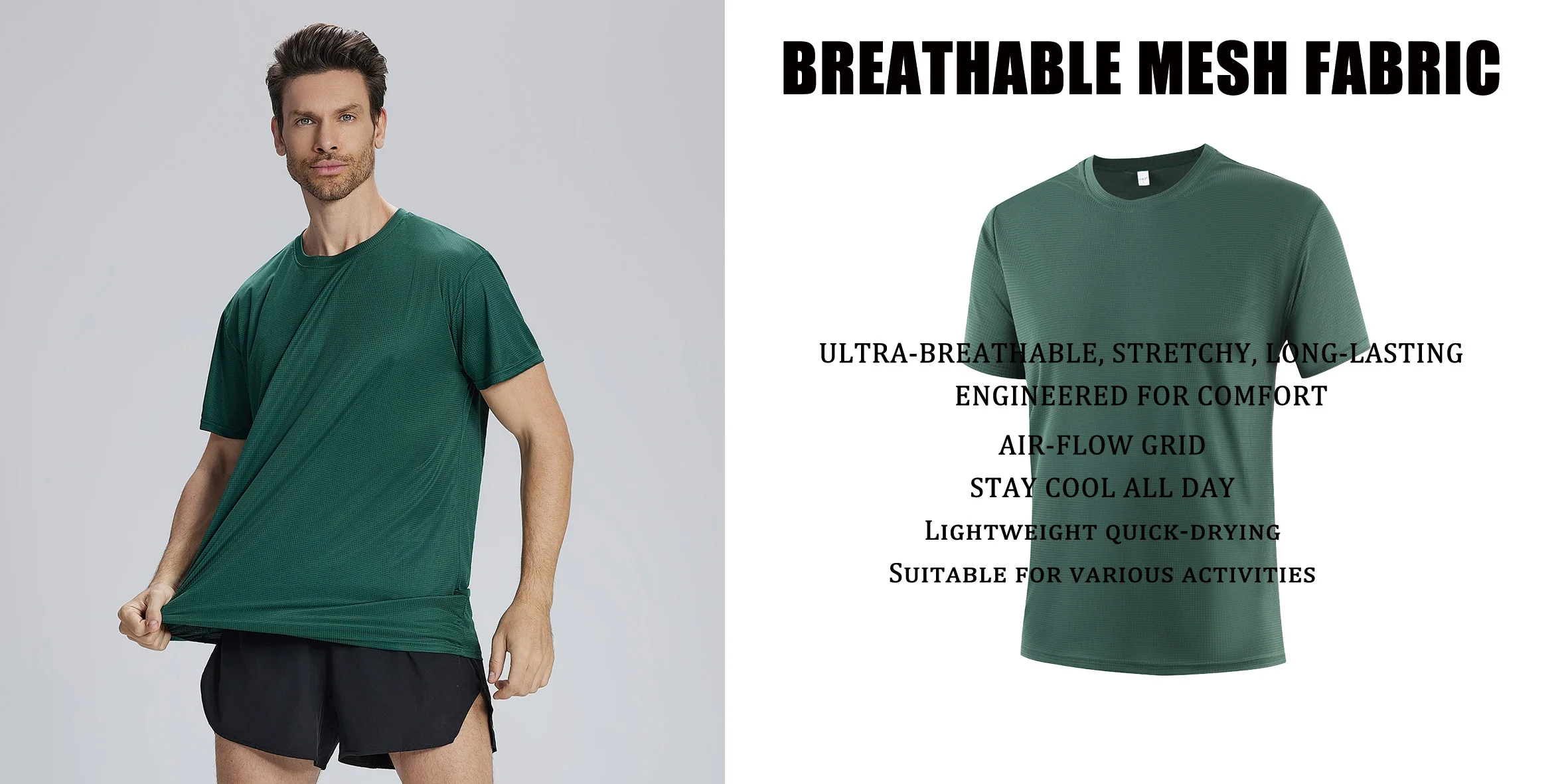 6-Pack Men's Breathable Polyester Crew Neck T-Shirts - Lightweight, Moisture-Wicking Short Sleeve Tops in Multiple Colors for Casual Wear and Outdoor Activities - Image 11