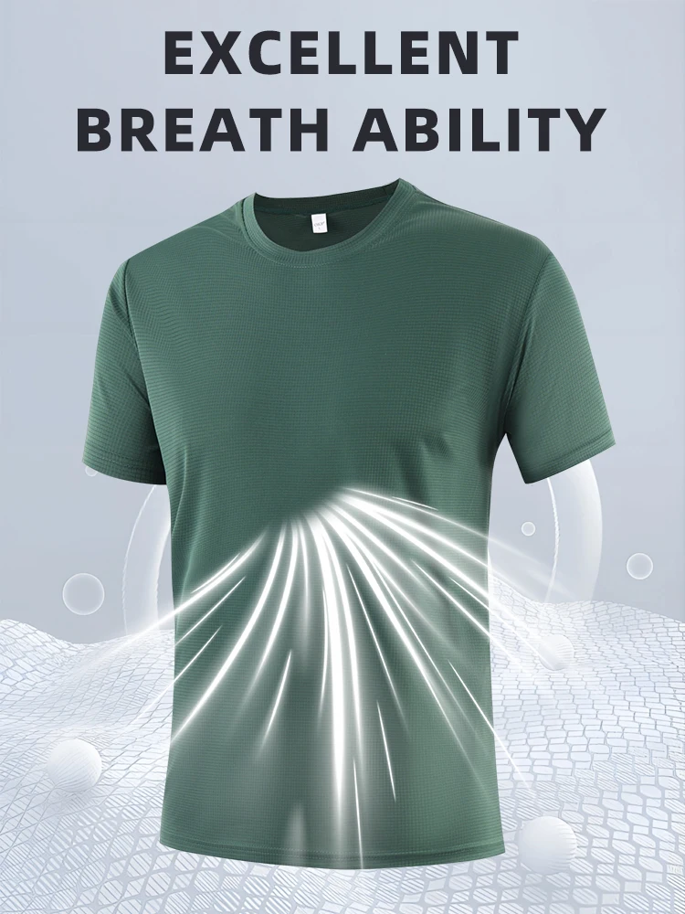 6-Pack Men's Breathable Polyester Crew Neck T-Shirts - Lightweight, Moisture-Wicking Short Sleeve Tops in Multiple Colors for Casual Wear and Outdoor Activities - Image 3