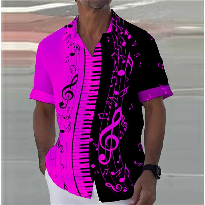8 Colors 2024 Summer Note Shirt Piano 3D Printed Streetwear Men Women Fashion Oversized Short Sleeve Tops Clothing S-5XL - Image 3