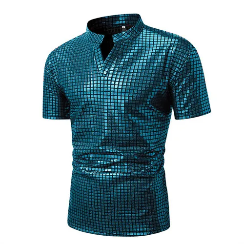 Summer New Men Short Sleeve Sequin Shirt Gold / Silver / Red Fashion Men Dance Party Bar KTV Luxury Casual Shirts - Image 16