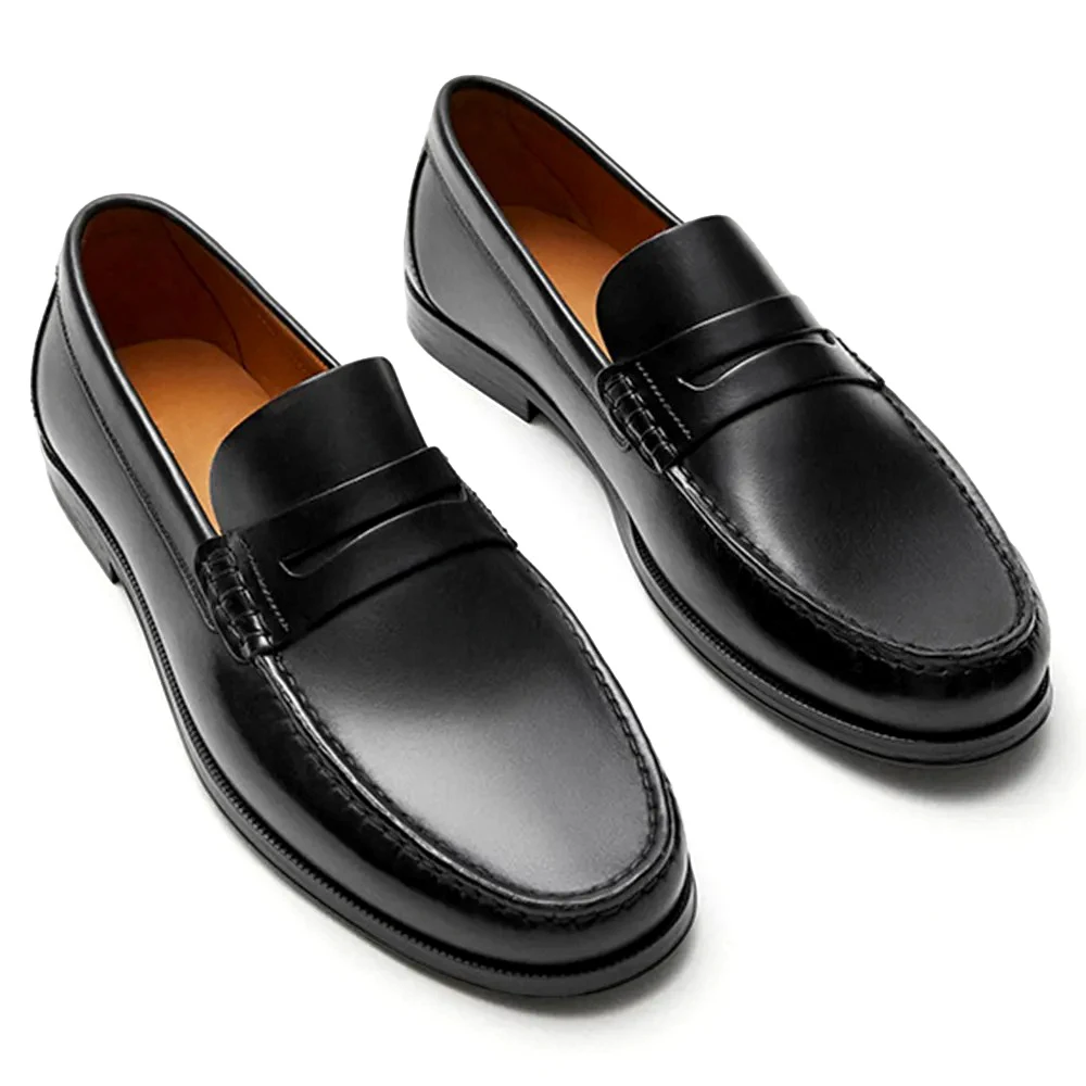 Men's Calf Leather Loafers Breathable Slip-On Casual Moccasins Cowhide Shoes Comfortable Fashion Footwear for Everyday Use - Image 5