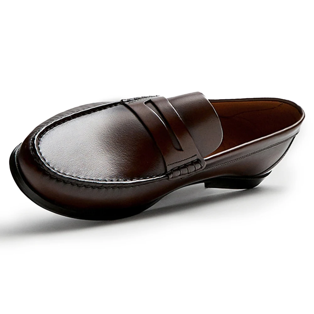 Men's Calf Leather Loafers Breathable Slip-On Casual Moccasins Cowhide Shoes Comfortable Fashion Footwear for Everyday Use - Image 2