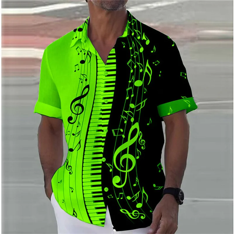8 Colors 2024 Summer Note Shirt Piano 3D Printed Streetwear Men Women Fashion Oversized Short Sleeve Tops Clothing S-5XL - Image 6