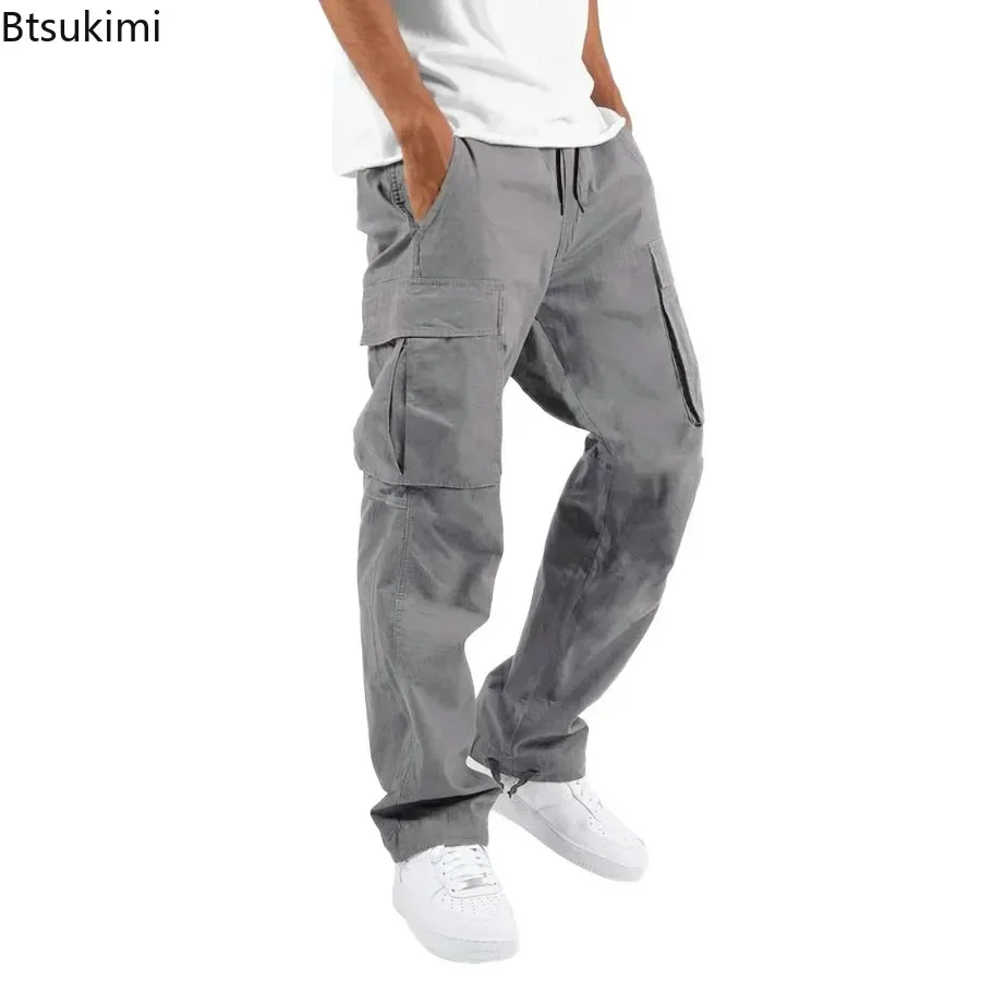 New 2026 Cargo Pants Trousers for Men Full Length Solid Color Loose Multi-pocket Drawstring Pockets Pants Male Cargo Pants 5XL - Image 3