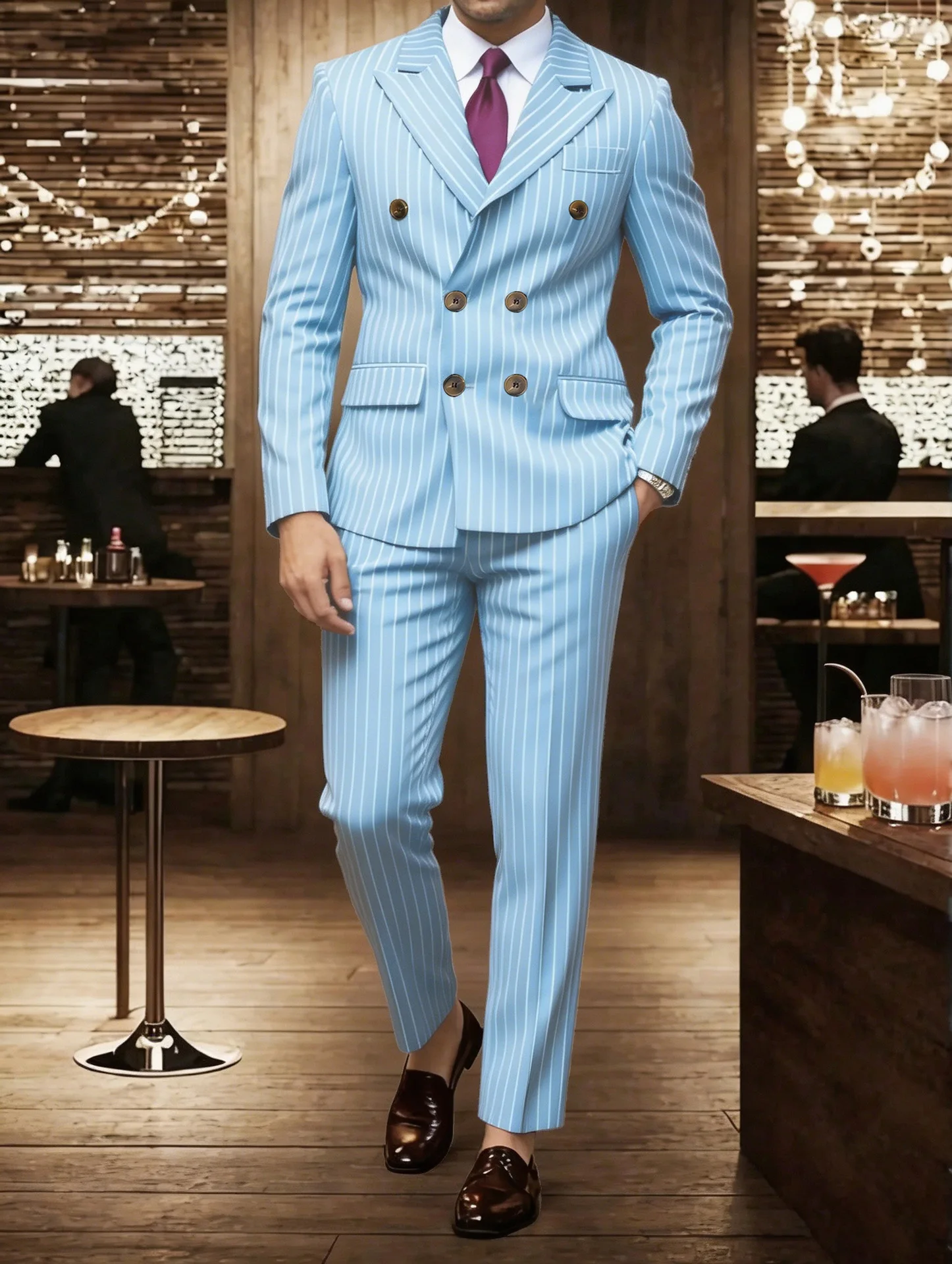 High-quality European and American Men's Clothing, Formal Suits with Stripes, Trousers for Business, Formal Dinners, Weddings - Image 10