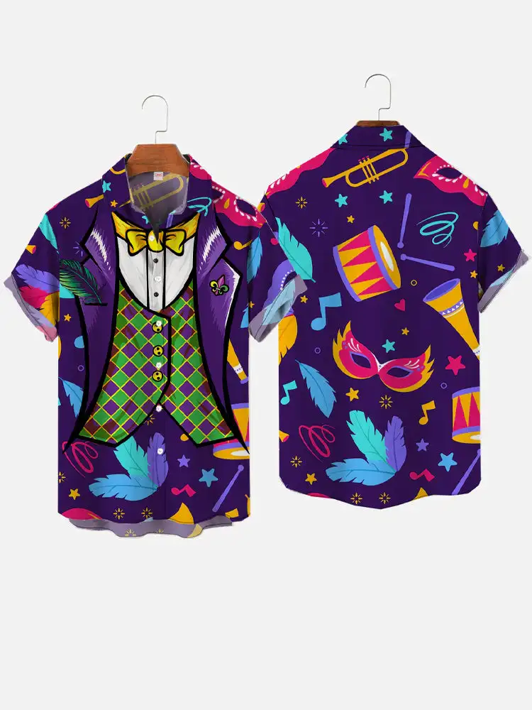 Men's Neon Pattern Printed Shirts Men's Fashion Casual Shirt Comfortable Beach Short Sleeved Shirt Men's Single Breasted Shirts - Image 8