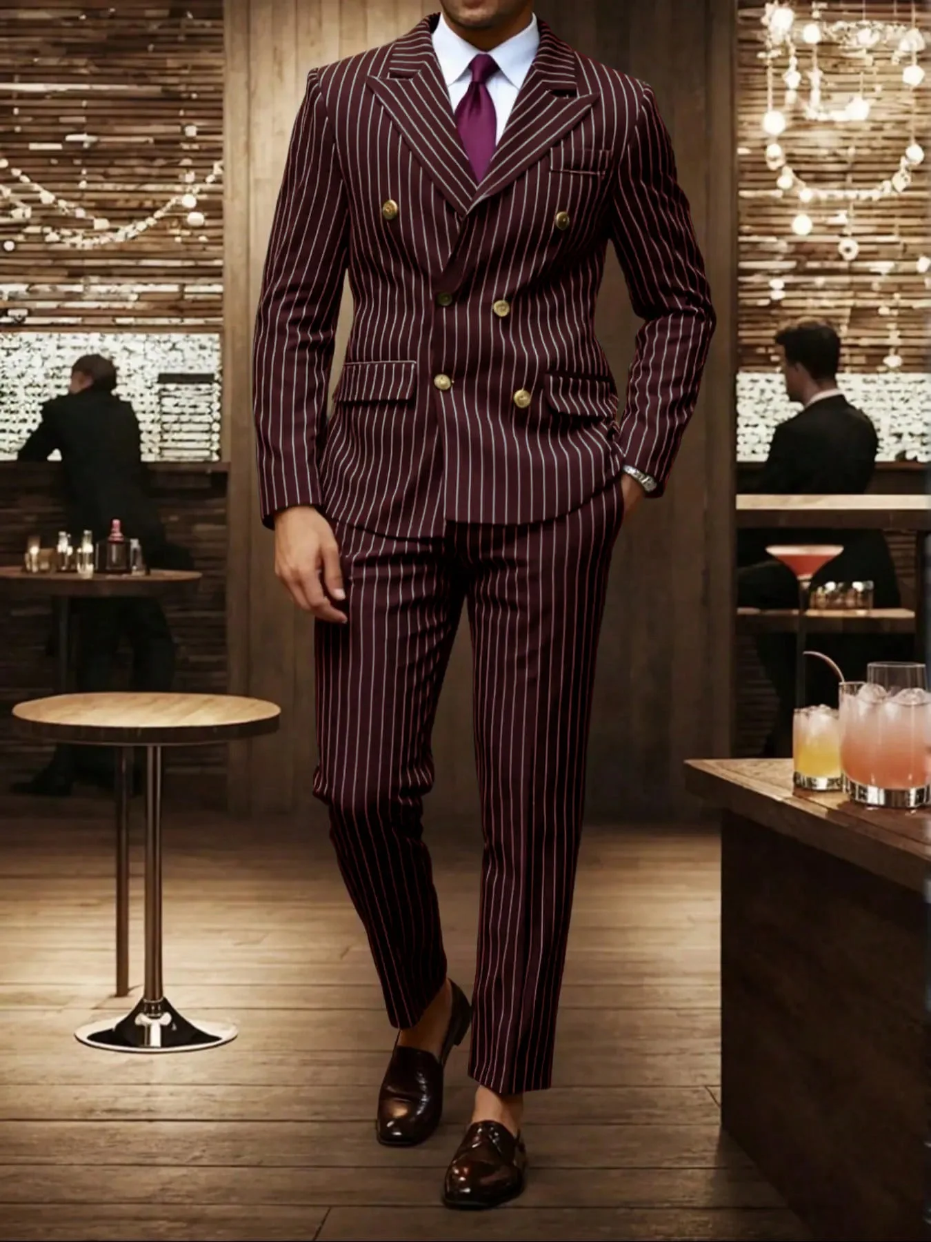High-quality European and American Men's Clothing, Formal Suits with Stripes, Trousers for Business, Formal Dinners, Weddings - Image 11