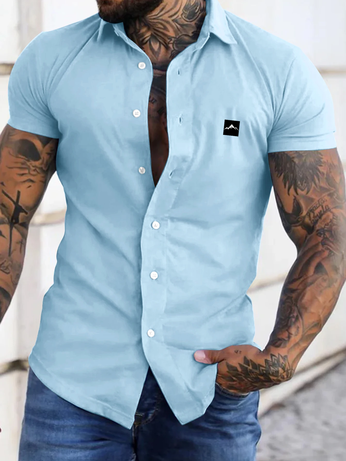 Europe and the United States Men's Summer Casual Loose Cardigan Men's Short-Sleeved Shirt Trend Men T-Shirt Casual Shirt - Image 3
