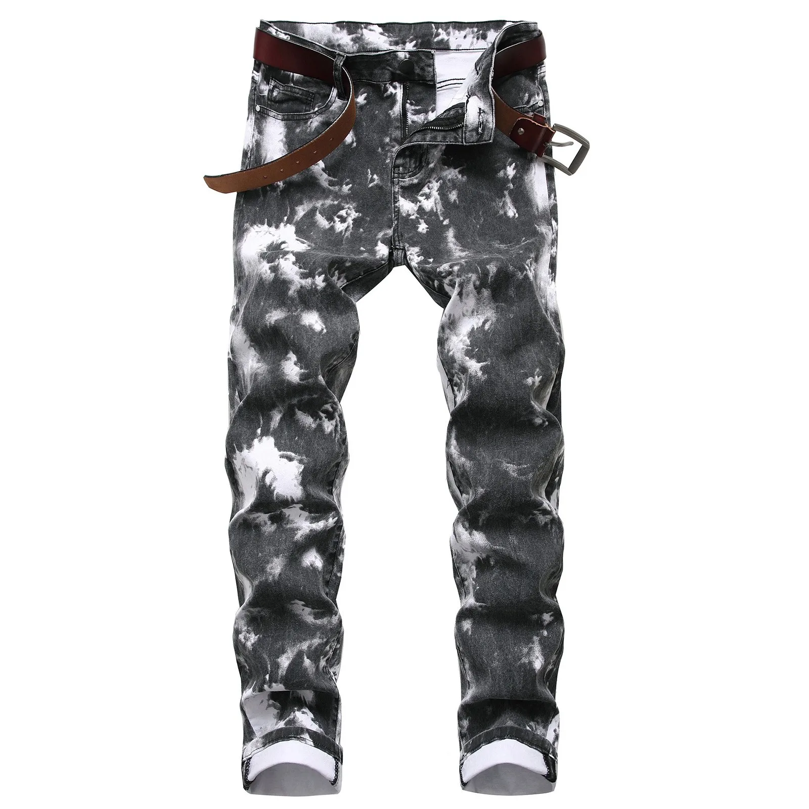 Men'S Fashion Oversized Slim Jeans Tie Tdy Pants Trousers Men Vintage Wash Full Length Denim Trousers Y2k Punk Long Trousers - Image 5