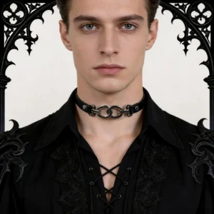 Men's PU Leather Choker Necklace - Gothic Punk Suitable for Daily Wear, Y2K Party, Year-Round Versatile Accessory