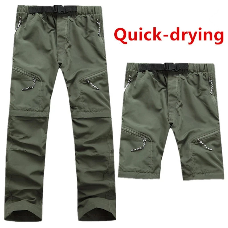Quick Dry Pants Summer Breathable Sports Tactical Trousers Male Mountaining Sports Trekking Camping Fishing Remove Shorts Pants - Image 2