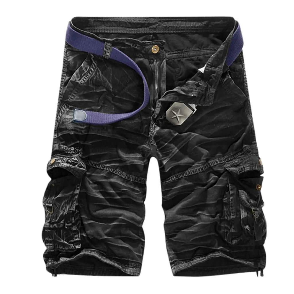 Men'S Denim Shorts With Distressed Details Fashion Sports Cotton Zipper Pocket Camouflage Casual Short Pants For Men Summer