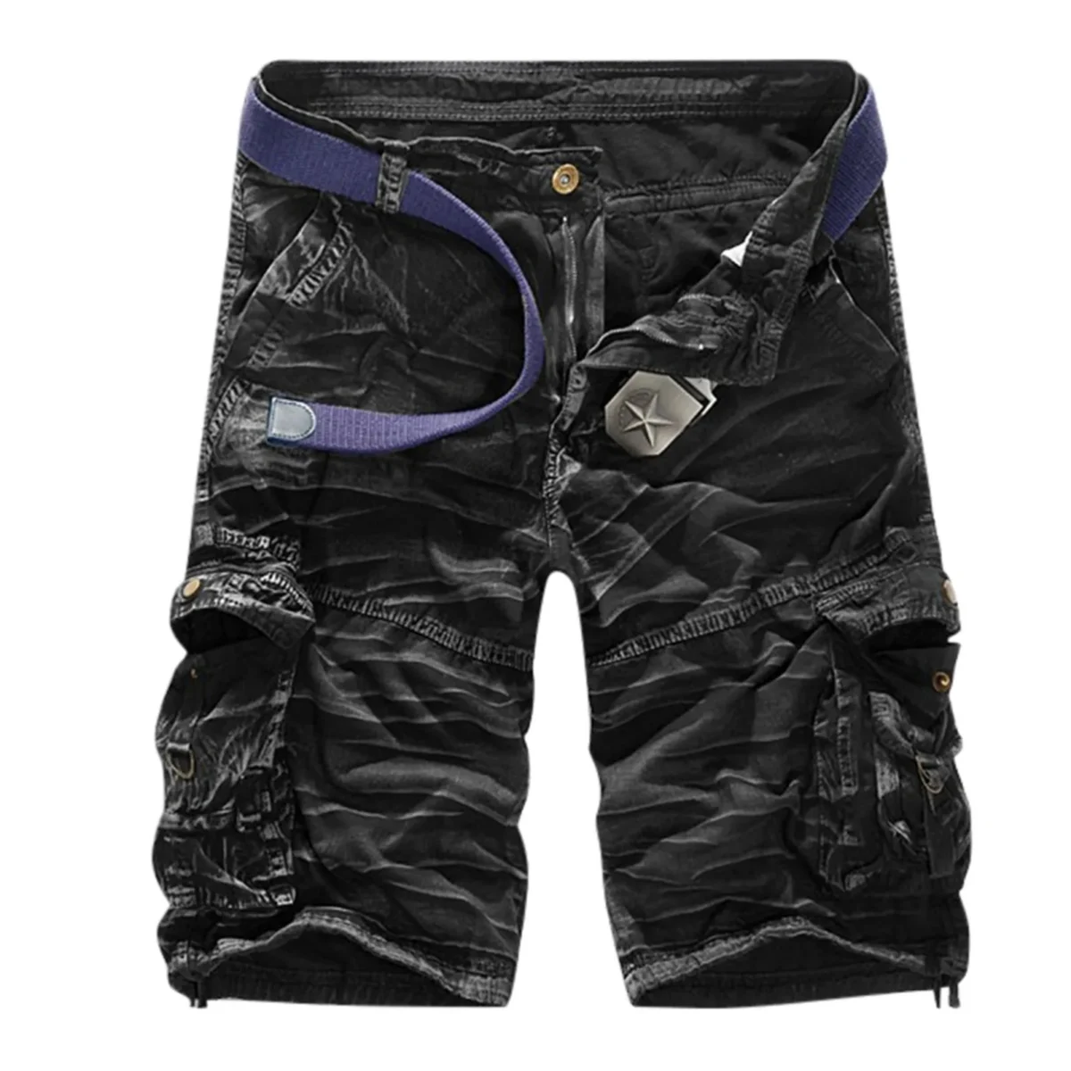 Men'S Denim Shorts With Distressed Details Fashion Sports Cotton Zipper Pocket Camouflage Casual Short Pants For Men Summer