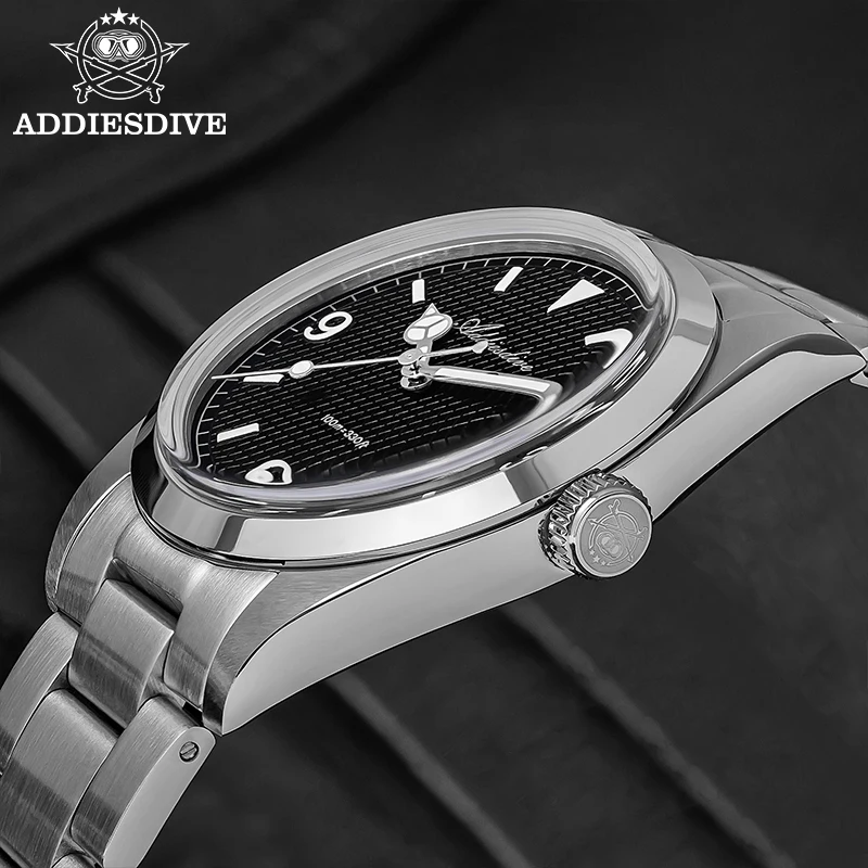ADDIESDIVE New Men's Analog Watch Bubble Mirror Glass 100m Luminous Men's Quartz Watches with Stainless Steel Bracelet AD2096 - Image 5