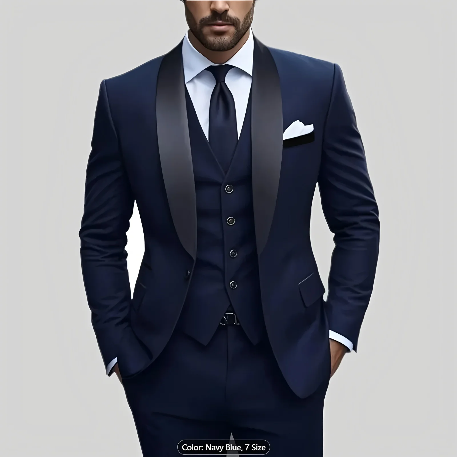 Jacket Vest Pants Solid Color Men's Formal Business Office Suit Groom Wedding Dress Party Blazer Waistcoat Trousers Tuxedo - Image 2