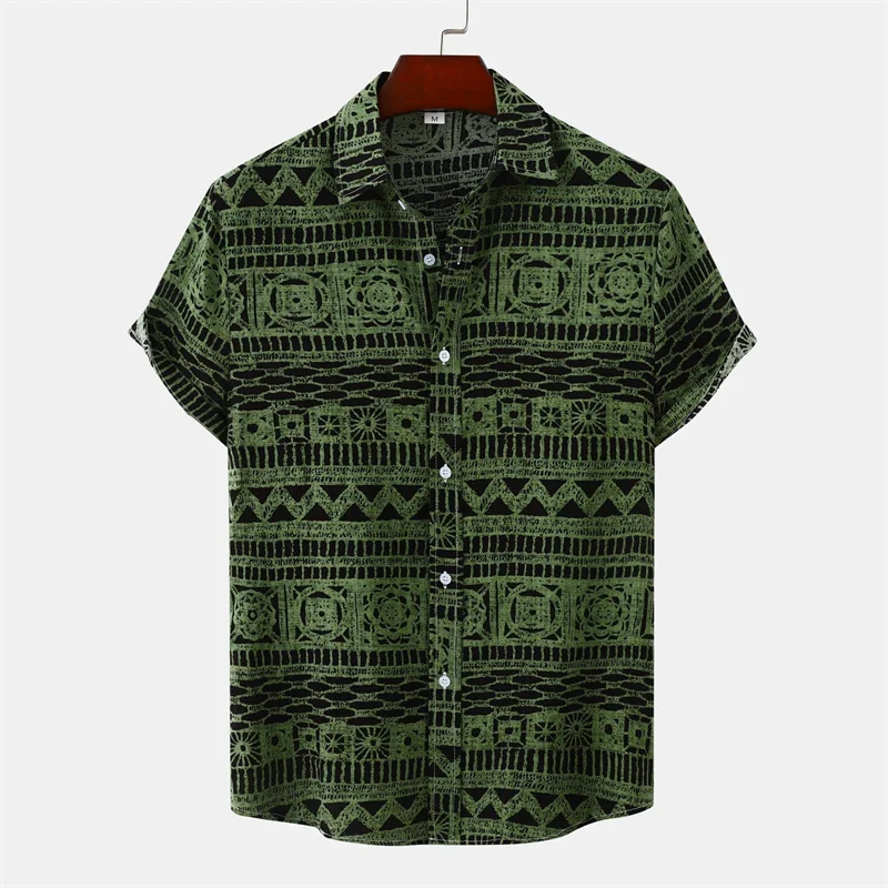 Retro Geometric Texture 3d Print Hawaiian Shirt Men Summer Short Sleeves Tops Beach Harajuku Street Lapel Blouse Male Clothes - Image 19