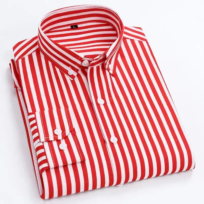 M-5XL Men's Casual Shirts with Classic Black and White Striped Design Plus Sizes Long Sleeve Shirts for Casual Social Settings - Image 11