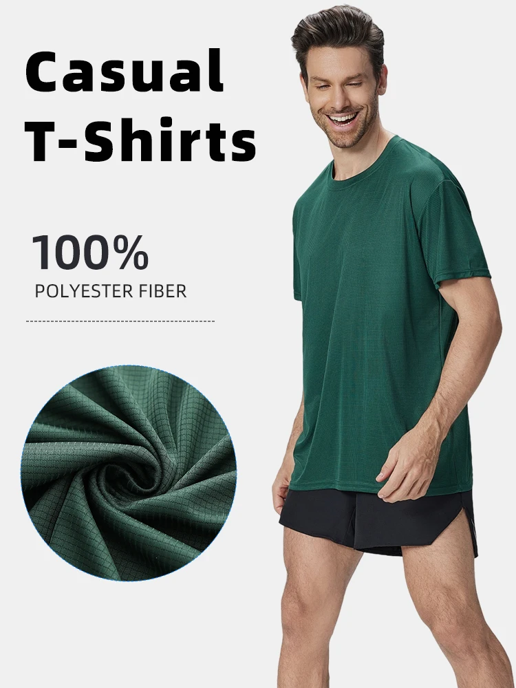 6-Pack Men's Breathable Polyester Crew Neck T-Shirts - Lightweight, Moisture-Wicking Short Sleeve Tops in Multiple Colors for Casual Wear and Outdoor Activities - Image 2