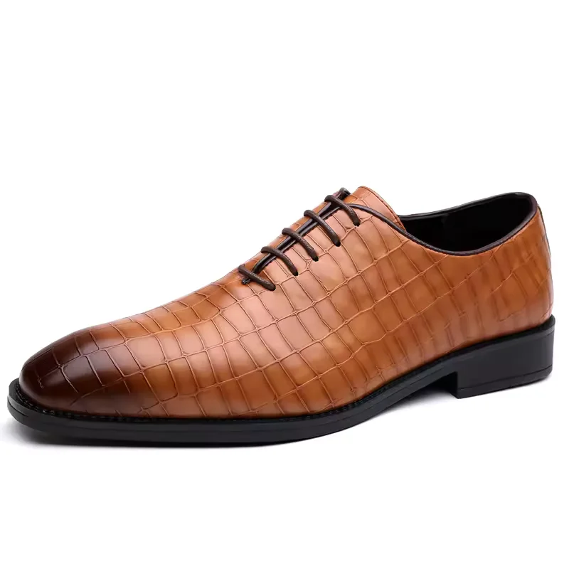 Luxury Mens Leather Shoes Retro Carved Lace-up Brogue Oxford Wedding Men Dress Shoes Male Formal Business Gentleman Office Shoes