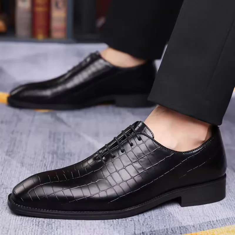 Luxury Mens Leather Shoes Retro Carved Lace-up Brogue Oxford Wedding Men Dress Shoes Male Formal Business Gentleman Office Shoes - Image 6
