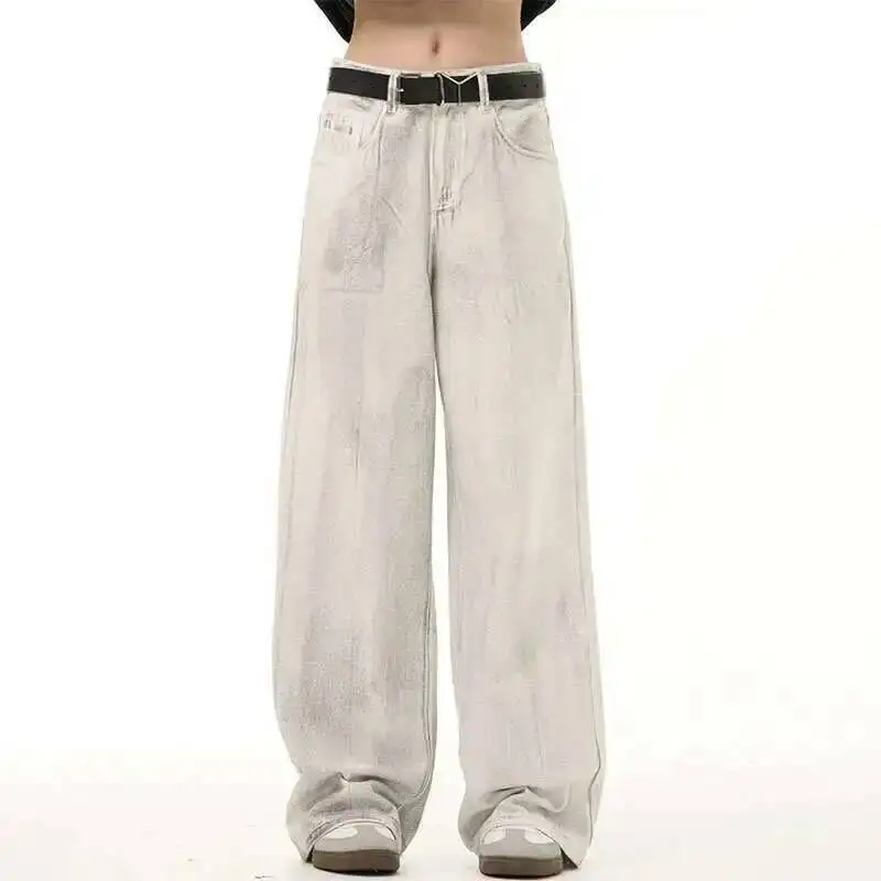 IEFB American Style Men's Denim Pants Dirty Dye Design Worn-out Washing Casual Jeans Straight Wide Leg Male Bottom Trend 9W721 - Image 4