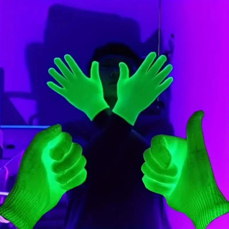 Fluorescent Green Gloves Glow In UV Neon Glove Neon Party Supplies Glow in Blacklight UV Light Theme Party For Birthday Decor - Image 4