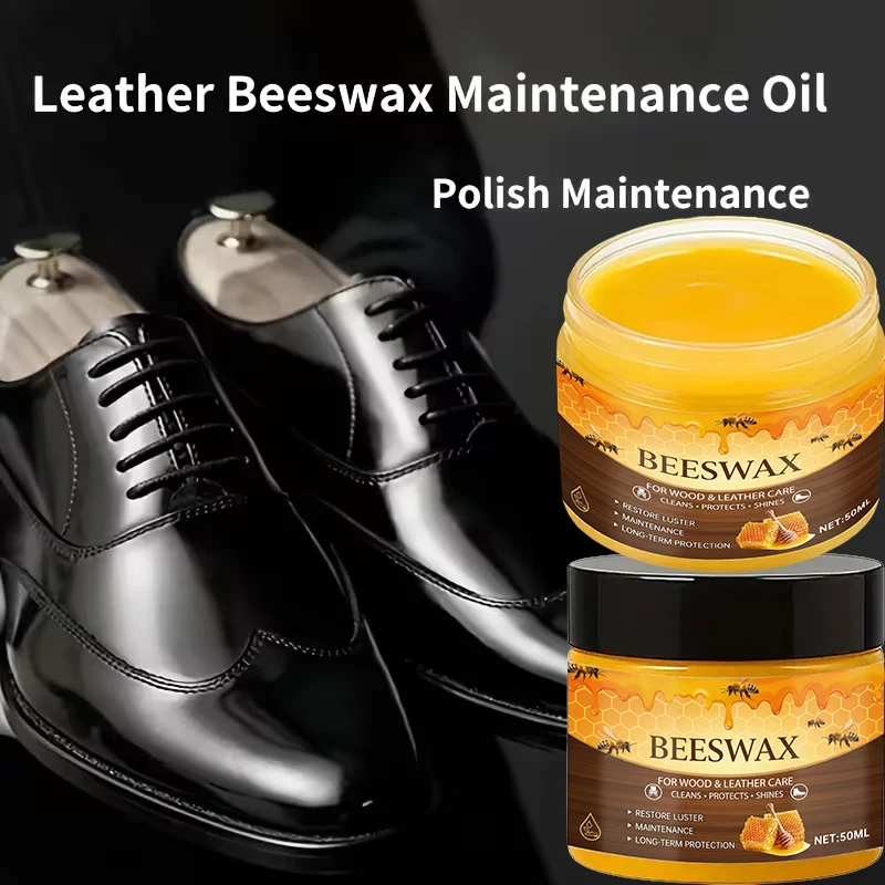 50ml New Universal Beeswax Shoe Polish Kit - Quick Shine, Deep Nourishment, All Colors, Easy, Long-lasting Protection