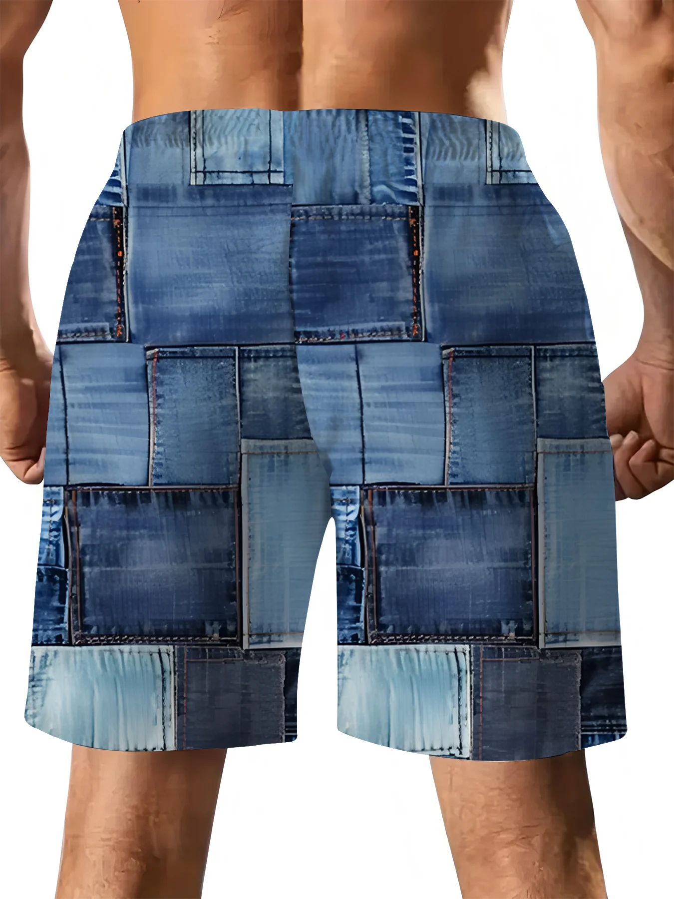 Hot Selling Fashion New 3D Printed Summer Outdoor Blue Denim Texture Pattern Outdoor Hip-hop Street Beach Shorts Large Size - Image 2