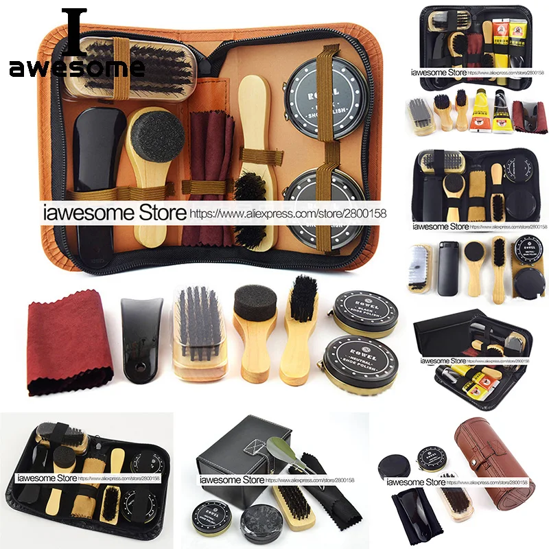 Professional Shine Polishing Tool For Leather Shoes Shoes Care Kit Portable For Boots Sneakers Cleaning Set Polish Brush Horn