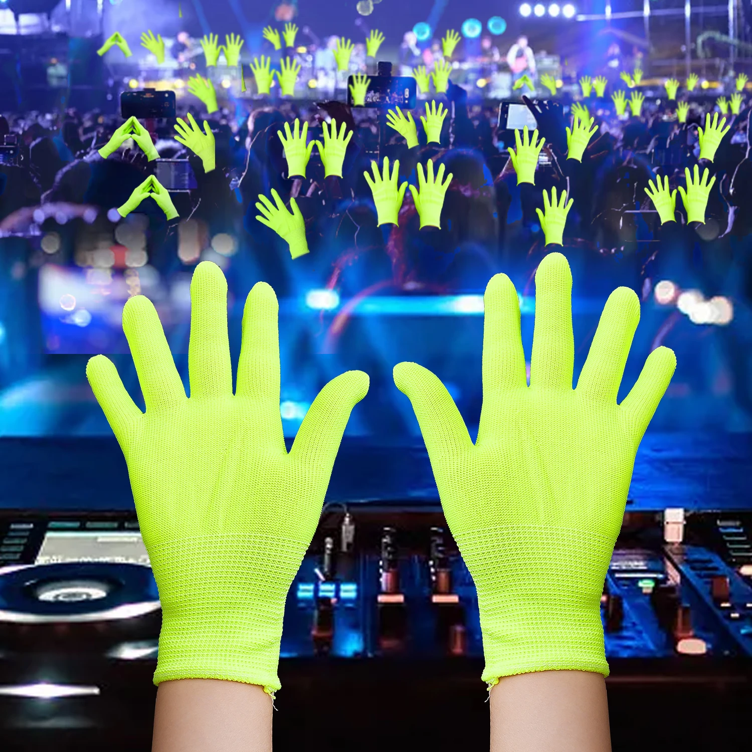 Fluorescent Green Gloves Glow In UV Neon Glove Neon Party Supplies Glow in Blacklight UV Light Theme Party For Birthday Decor - Image 2