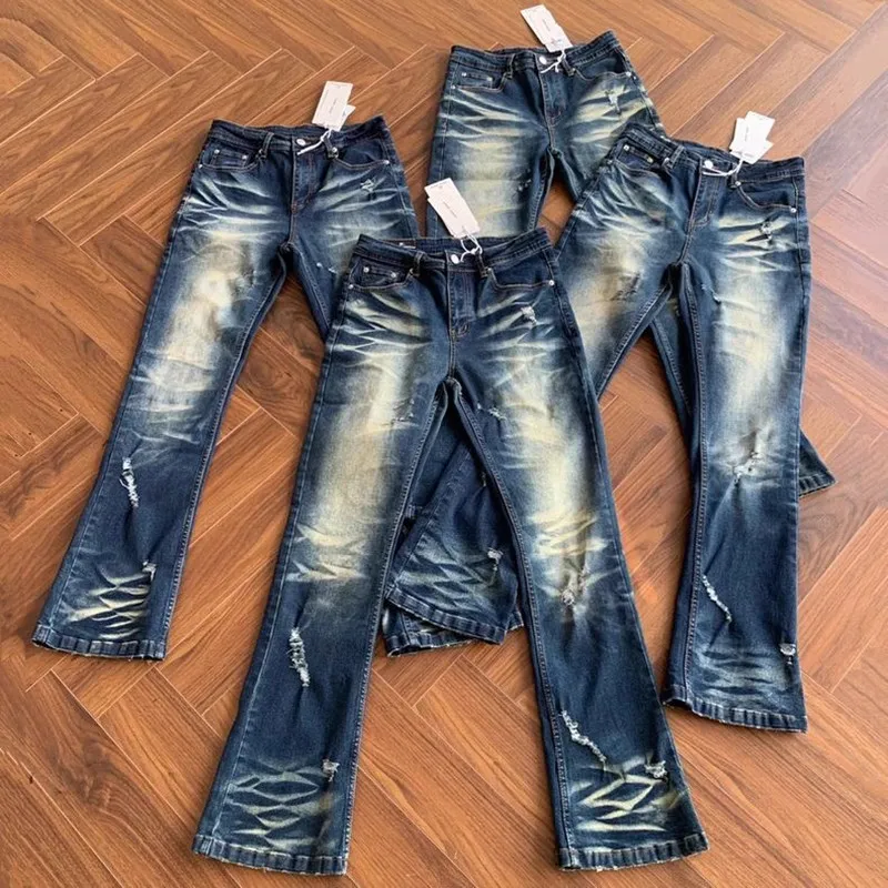 Autumn and Spring New Fashion Trend American Vintage Bell-Bottoms Men's Casual Comfortable Sports High-Quality Denim Pants