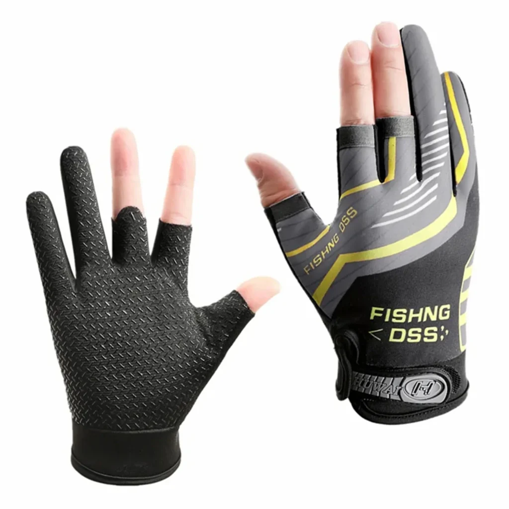 1Pair Luya Fishing Gloves Sunscreen Windproof Breathable Cut Resistant Anti Slip Three Finger Sports Fishing Equipment