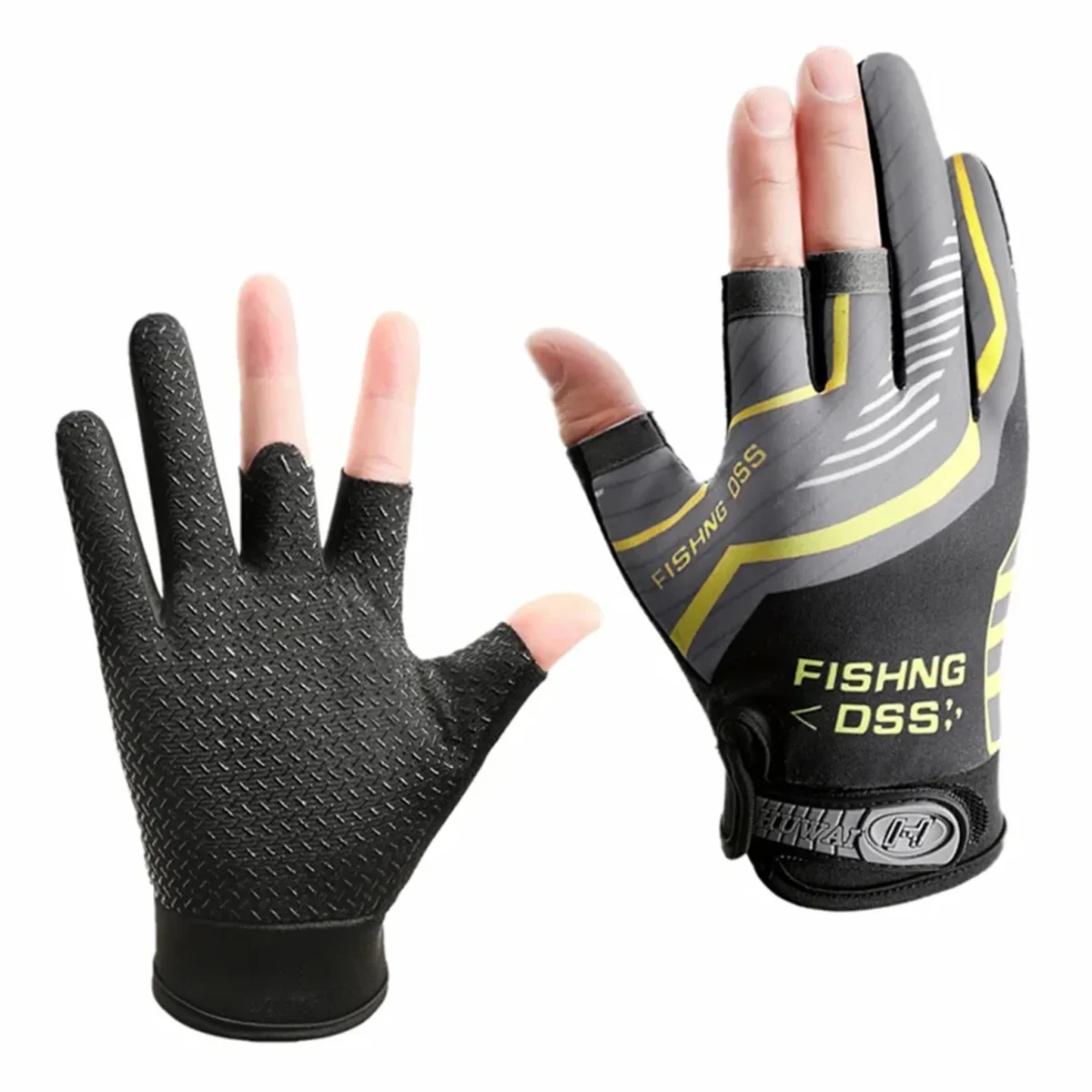 1Pair Luya Fishing Gloves Sunscreen Windproof Breathable Cut Resistant Anti Slip Three Finger Sports Fishing Equipment